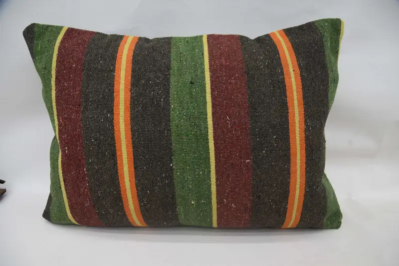 Turkish Accent Striped Cushion, LuxuryOrange Gift 20x28 inch Bohemian Pillow Cover - 1