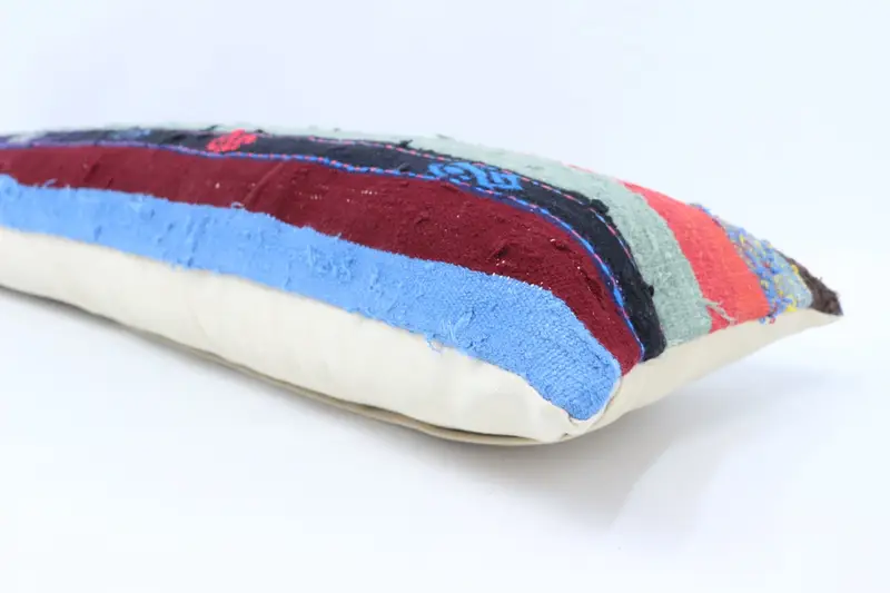 Vintage Kilim Pillow, Home Decor Pillow, Boho Chic Cushion Case, 12x48 Blue Cushion Case, Handmade Kilim Cushion, Pillow Case, Oriental Cushion - 6