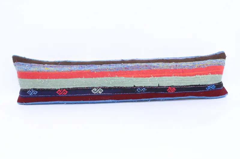 Vintage Kilim Pillow, Home Decor Pillow, Boho Chic Cushion Case, 12x48 Blue Cushion Case, Handmade Kilim Cushion, Pillow Case, Oriental Cushion - 1