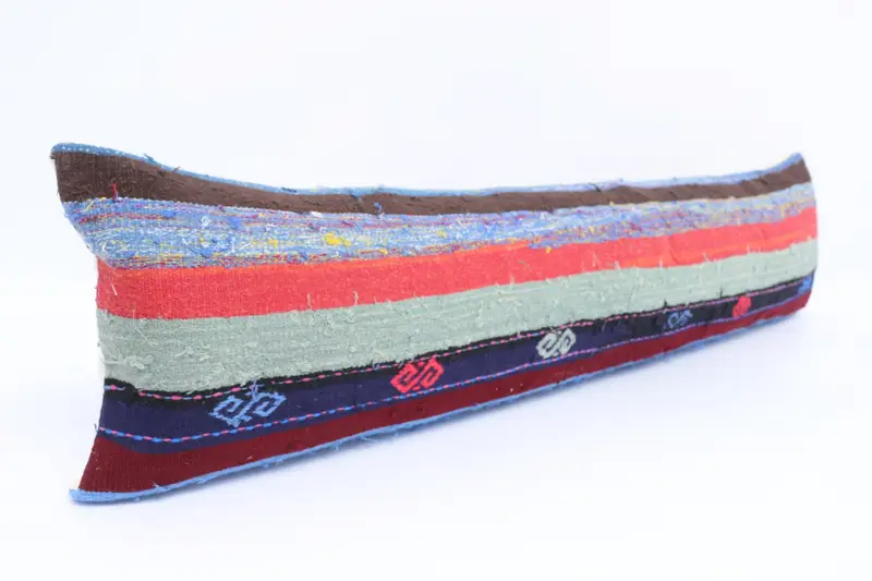 Vintage Kilim Pillow, Home Decor Pillow, Boho Chic Cushion Case, 12x48 Blue Cushion Case, Handmade Kilim Cushion, Pillow Case, Oriental Cushion - 3