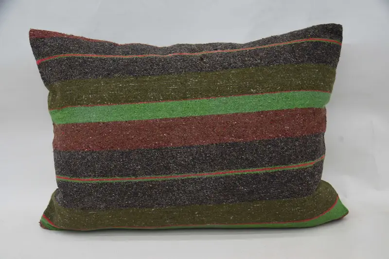 Striped Throw Pillowcase, 50x70 cm Green Cushion Case, Moroccan Pillow Cover - 1