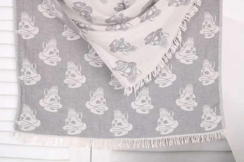 Family Gift Basket, Bridesmaid Favors, Turkish towel, Bachelorette Party Gifts Bridesmaids, 70x36 Cotton Skull Patterned Towel, Bridesmaid Gift - 1