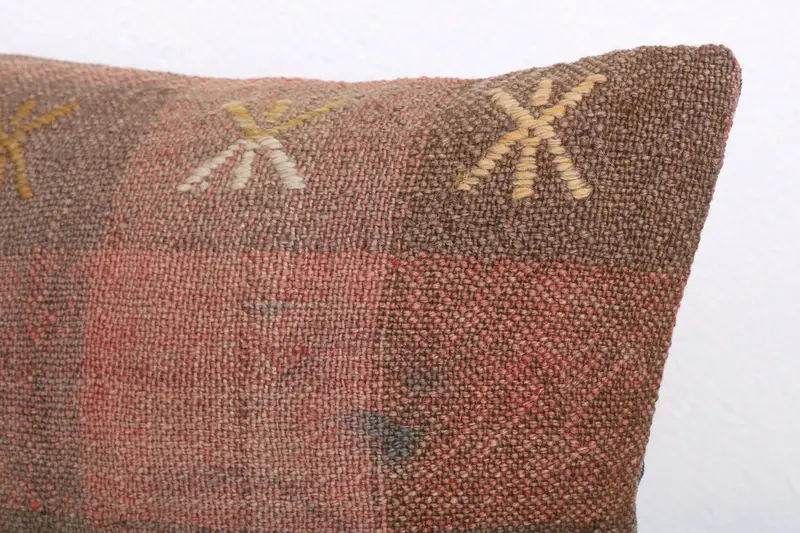 Gift Pillow, Nomadic Cushion, Cushion Cover, Handmade Kilim Cushion, Turkish Corner Cushion Cover, 12x20 Brown Pillow, Vintage Kilim Pillow - 5