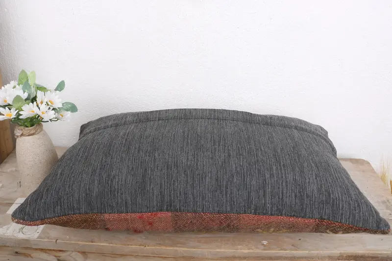 Gift Pillow, Nomadic Cushion, Cushion Cover, Handmade Kilim Cushion, Turkish Corner Cushion Cover, 12x20 Brown Pillow, Vintage Kilim Pillow - 7