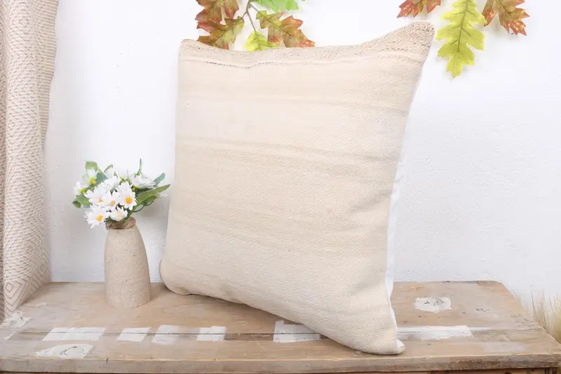 Interior Designer Pillow, Aesthetic Cushion Cover, 18x18 White Cushion Case, Ethnical Kilim Rug Pillow, Pet Cushion, Cushion Cover, Vintage Pillow - 4