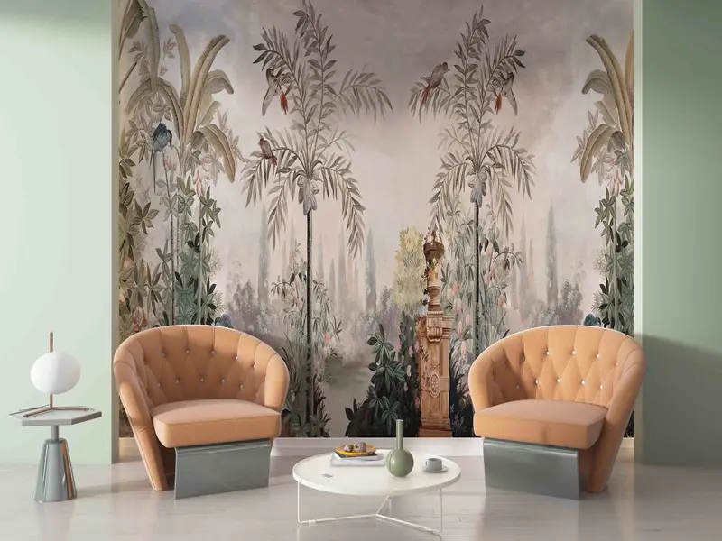 Stylish 3D Wallpaper, Botanical Wall Art, Bird Garden Wall Mural, View Wall Mural, Panoramic Landscape Wall Mural, Housewarming Gift, - 8
