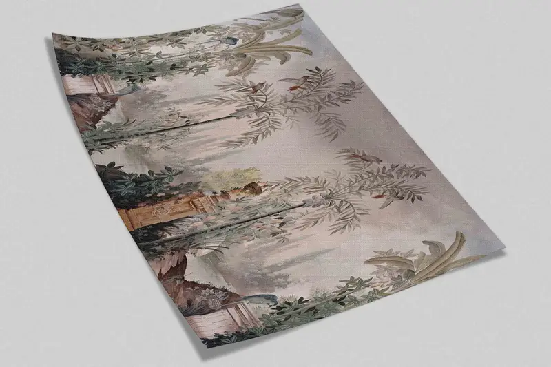 Stylish 3D Wallpaper, Botanical Wall Art, Bird Garden Wall Mural, View Wall Mural, Panoramic Landscape Wall Mural, Housewarming Gift, - 9