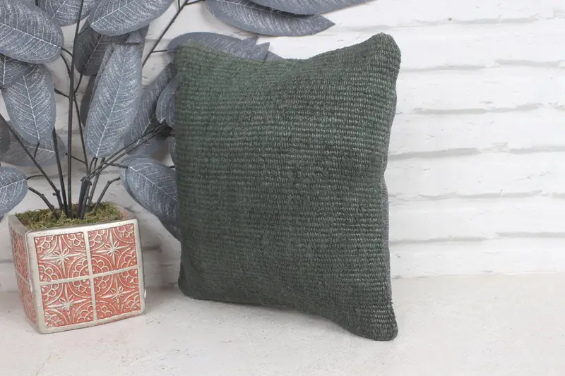Pillow Case, Art Deco Pillow Case, 12x12 Gray Cushion Case, Pillow for Sofa, Vintage Kilim Pillow, Antique Pillows, Wholesale Pillow Case - 3