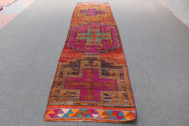12.8x12.76 ft Purple Rug, Oriental Pattern with Orange Accents