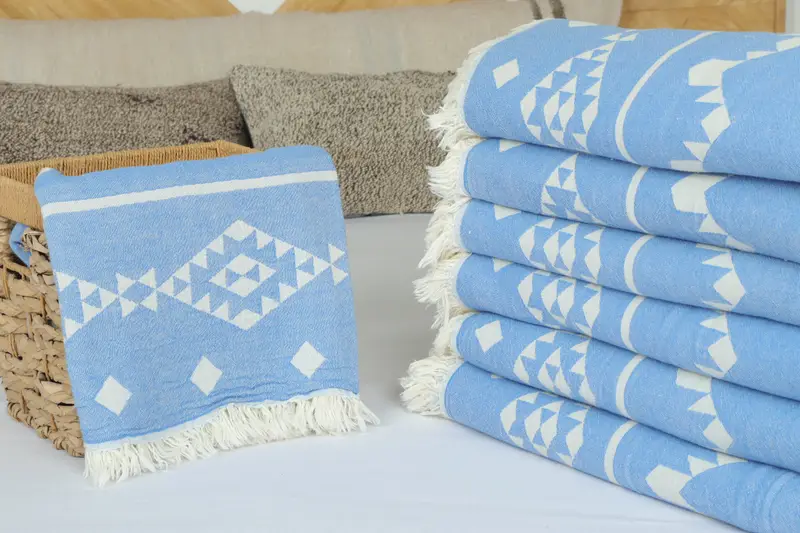 Bridal Shower Gift, Custom Blanket, Turkish Cotton Blanket, Wedding Hand Made Gift, Turkish Blanket, 70x60 Cotton Geometric Towel, Bachelor Gifts - 4