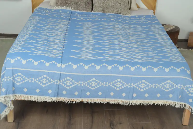 Bridal Shower Gift, Custom Blanket, Turkish Cotton Blanket, Wedding Hand Made Gift, Turkish Blanket, 70x60 Cotton Geometric Towel, Bachelor Gifts - 8