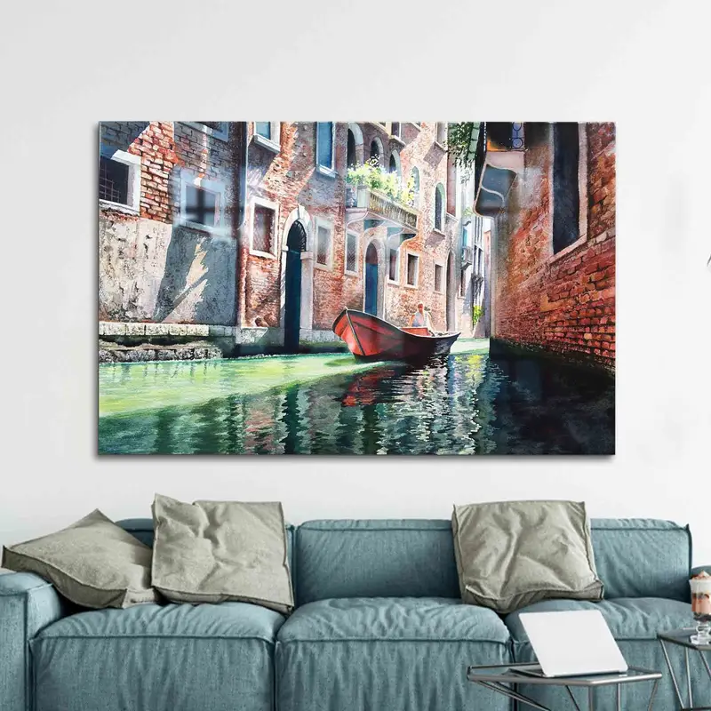 Vidrio impreso elegante del paisaje de Venecia - Diseño italiano moderno
