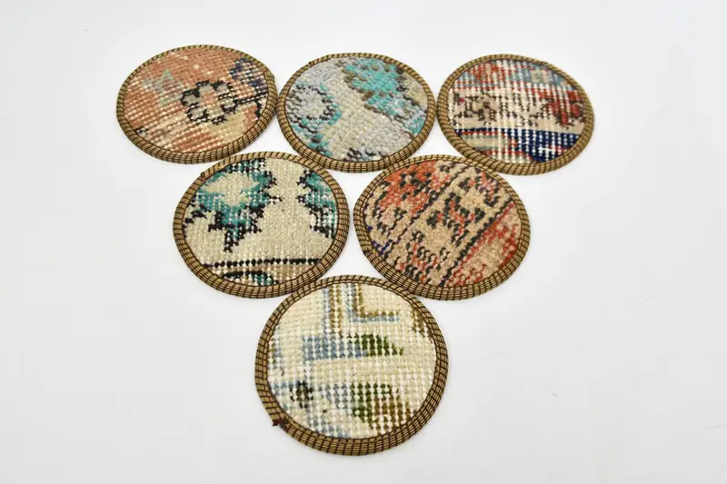 Posavasos redondos bohemios, posavasos de decoración de cocina azul y naranja