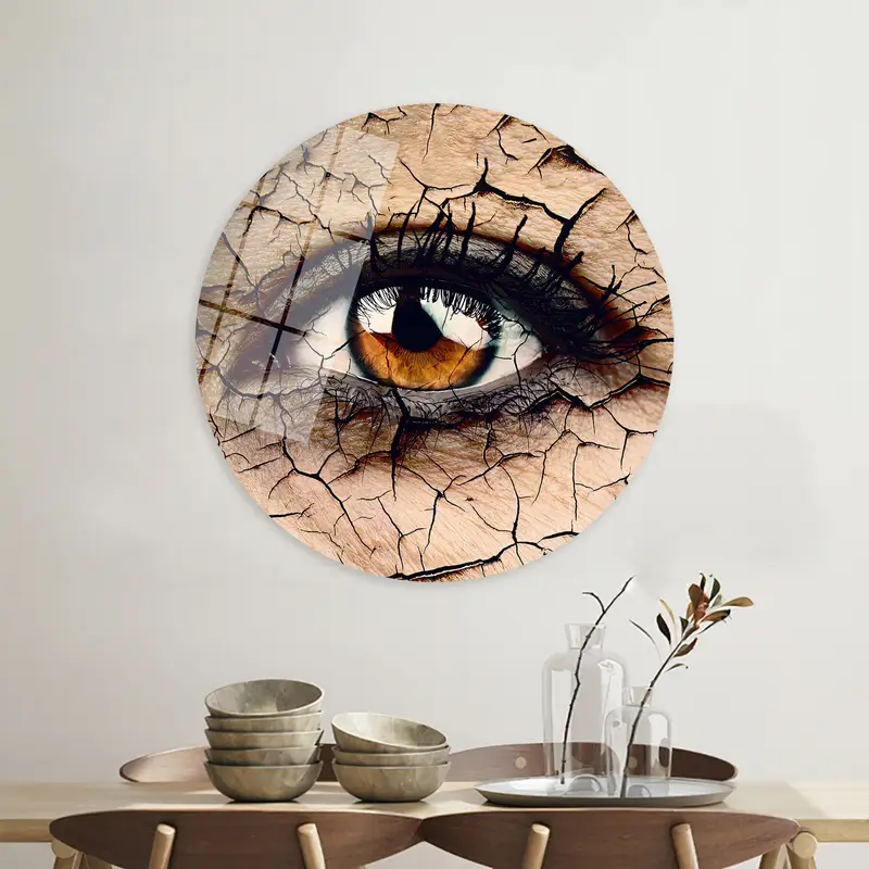 芸術的なキャンバス: ブラウンアイ抽象的な水のない女性のアイプリント