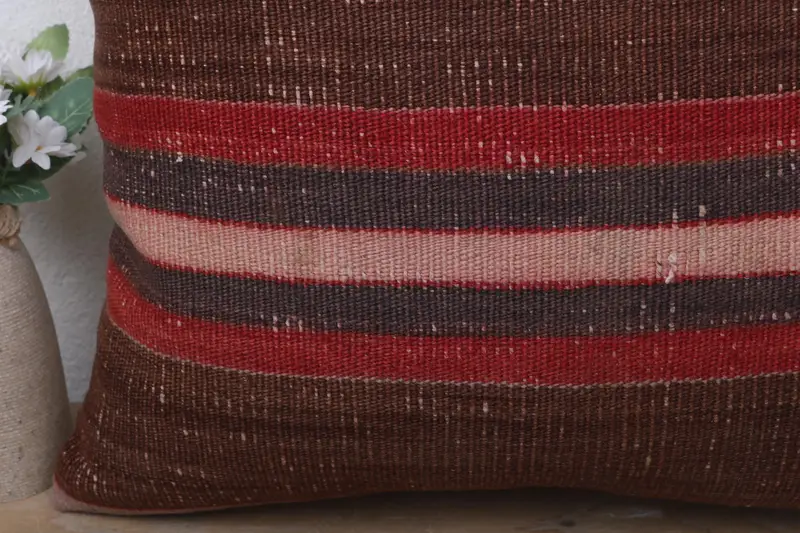 Gift Pillow, Throw Kilim Pillow, Antique Pillows, Floor Cushion, Pillow Cover, 18x18 Brown Pillow, Vintage Kilim Pillow Cushion - 3