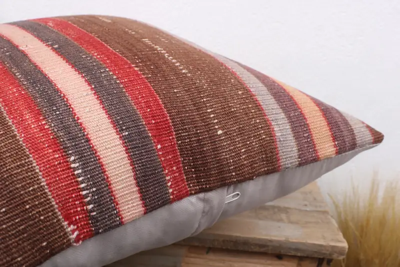 Gift Pillow, Throw Kilim Pillow, Antique Pillows, Floor Cushion, Pillow Cover, 18x18 Brown Pillow, Vintage Kilim Pillow Cushion - 6