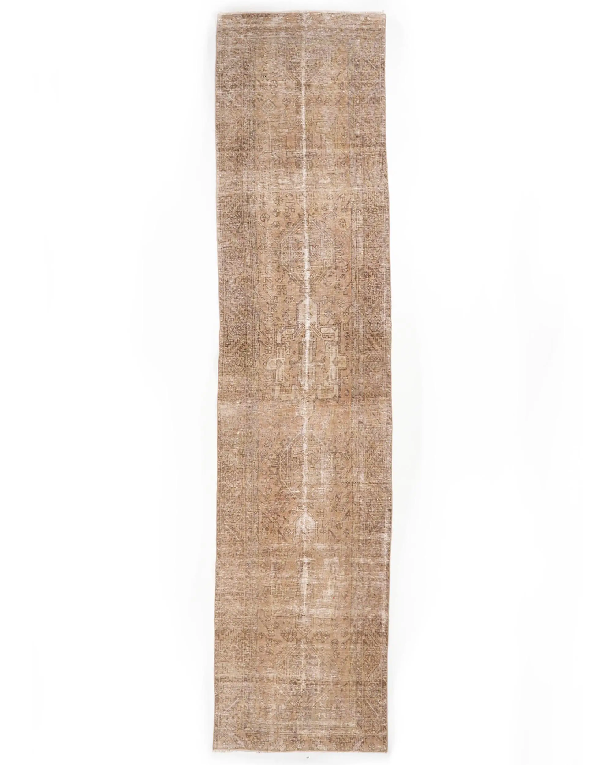 Türkischer Läuferteppich, 3,2x13,7 ft Vintage Teppich, brauner Wollteppich - 1