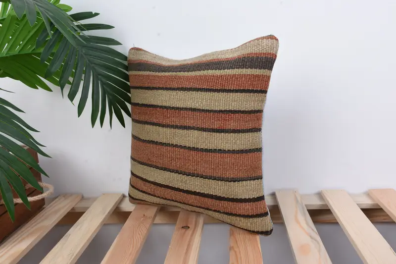12x12 Brown Cushion Cover, Boho Throw Pillow Case, Antique Pillows, Pillow for Sofa, Pillow Sham, Pillow for Couch, Southwestern Cushion - 5