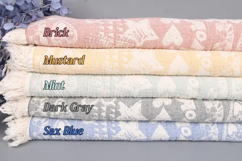 Personalized Monogram Decorative Cotton Throw, Chevron Pattern, 75x97