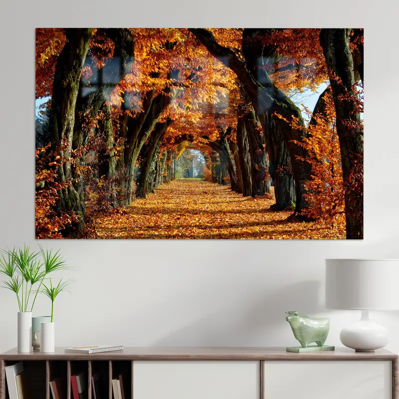 Zarif Baskılı Cam: Sonbahar Ağacı Peyzaj Tasarımı