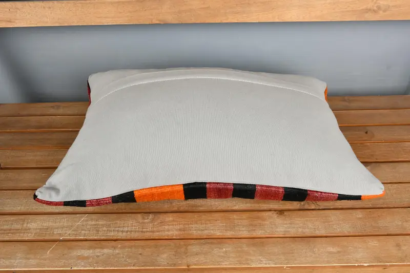 Pillow, Ethnical Kilim Rug Pillow, Southwestern Cushion Cover, Bright Pillow Cover, Throw Kilim Pillow, Kilim Cushion Sham, 16x24 Red Pillow Sham - 5