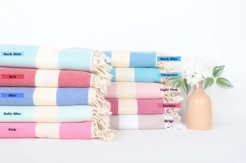 Thin towel, Bridesmaid Gift, Vegas Bachelorette Party Favors, 70x40 Cotton Striped Towel, Spa Gift, Organic Cotton Towel, Bridal Shower Favors - 1