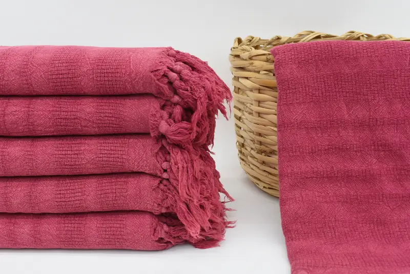 Beach Towel Monogram Turkish Cotton Red Stripes, 67x36 Inches