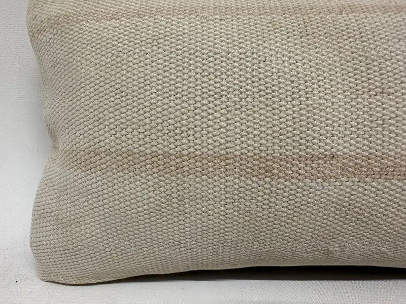 8x16 White Pillow Sham, Chair Pillow Sham, Boho Pillow, Cushion, Ethnical Kilim Rug Pillow, Handmade Kilim Cushion, Knitted Pillow Case - 2