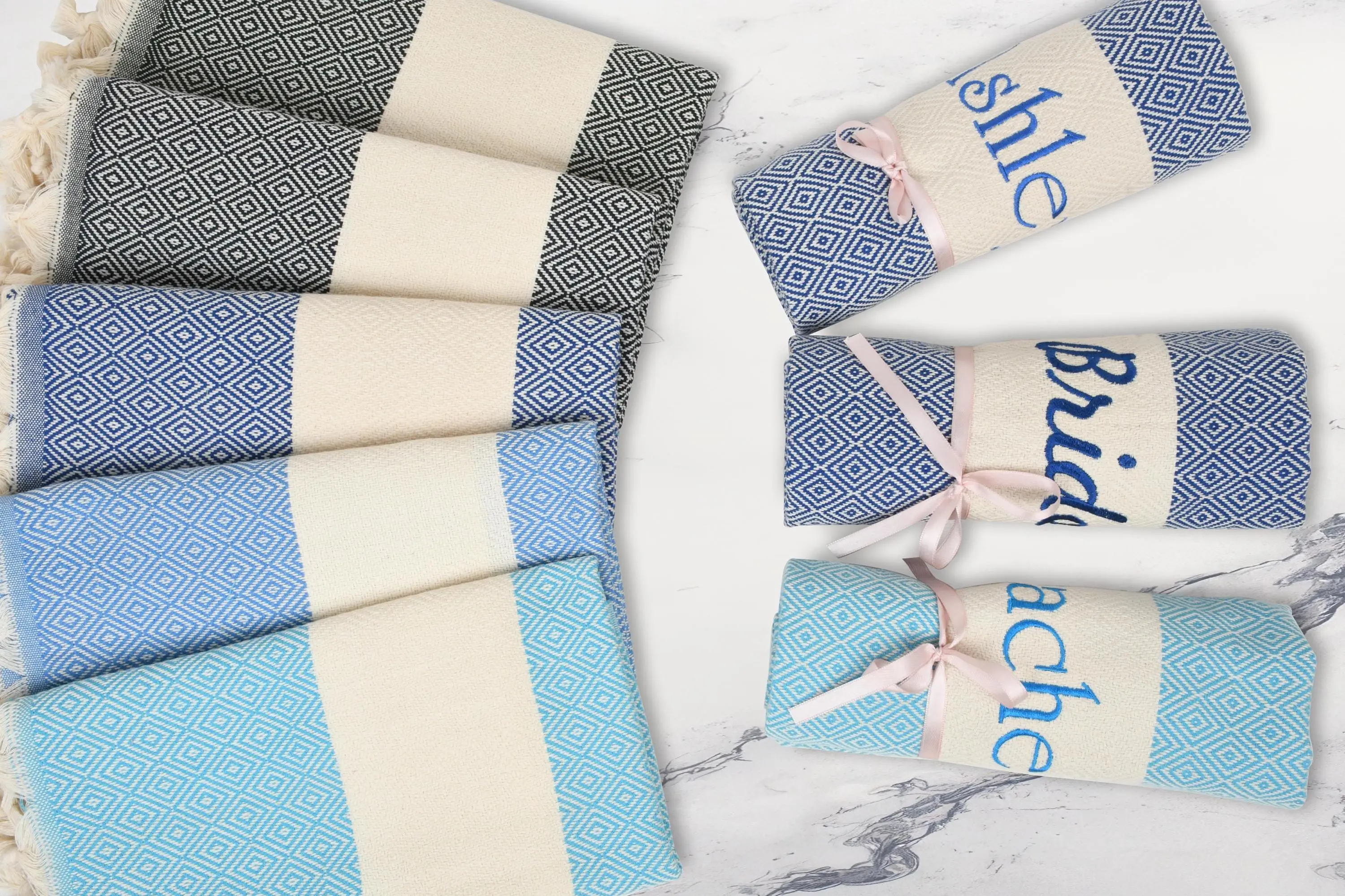 Bridal Shower Gift Turkish Cotton Beach Towel Personalized, 40x70 Inches - 1