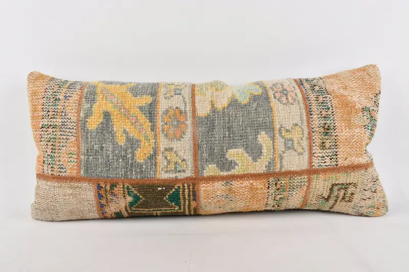 Turkish Pillow, Toss Pillow Case, Gift Pillow, Vintage Pillow, Shabby Chic Pillow Case, 16x36 Gray Cushion Cover, Luxury Cushion Case, Pillow Sham - 1