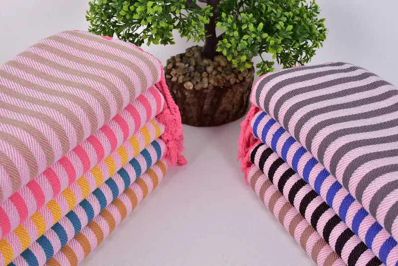 Gift For Best Friend, 70x40 Cotton Striped Towel, Hammam towel, Family Gift Basket, Bachelorette Party Gifts, Travel Towel, Custom Beach Towel - 3