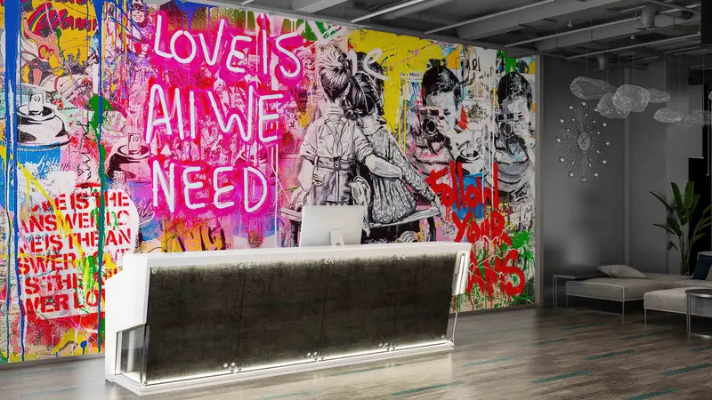 Banksy Mural, Graffiti Digital Paper, Love Is All We Need Wall Decals, Love Graffiti Wallpaper, Wallpaper Mural Art, Banksy Street Wall Art, - 7