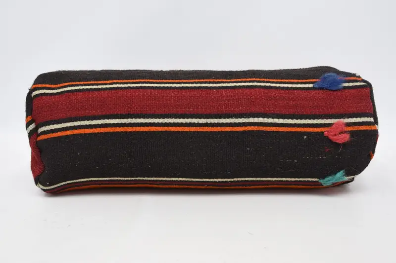 Rot und Braun besticktes Wurfkissen, handgemachtes Vintage Kissen