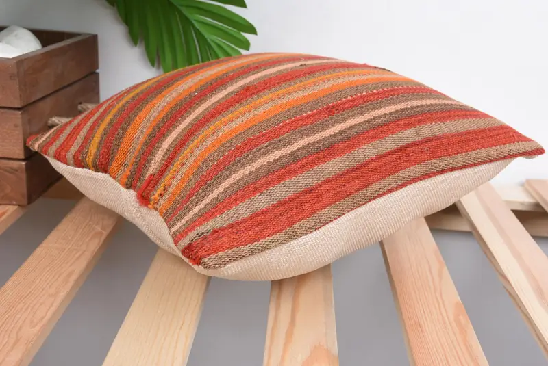 12x12 Red Pillow Cover, Traditional Cushion, Art Deco Cushion, Home Decor Pillow, Cushion Case, Boho Pillow, Ethnical Kilim Rug Pillow - 6