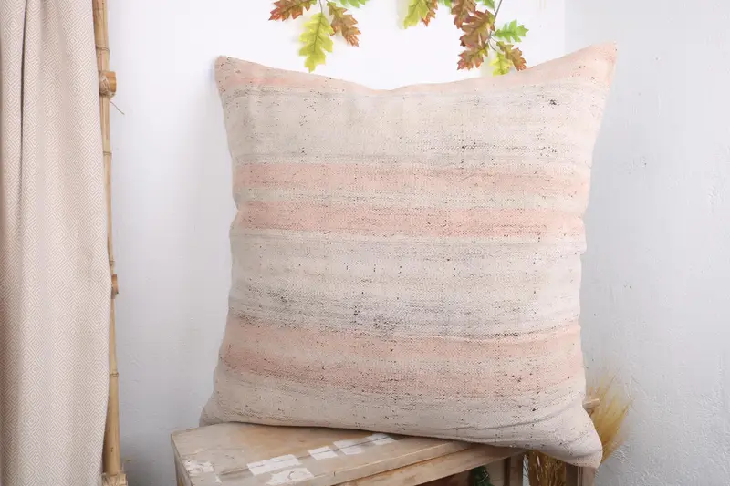 32x32 White Cushion, Pillow Case, Turkish Corner Pillow, Art Deco Pillow, Ethnical Kilim Rug Pillow, Gift Pillow, Throw Kilim Pillow - 4