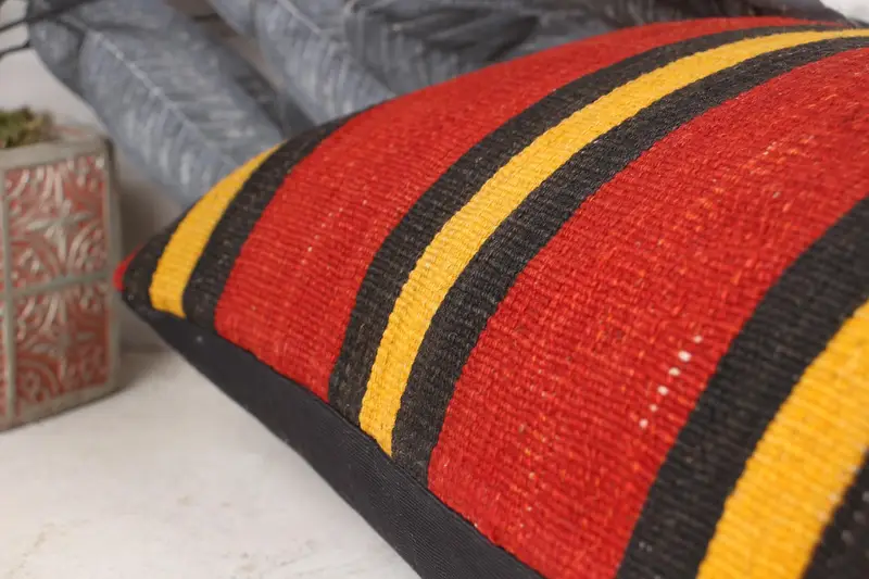 12x24 Red Cushion Case, Boho Chic Pillow Case, Pillow Case, Kilim Cushion Sham, Pillow for Sofa, Boho Pillow Sham Cover - 7