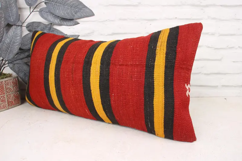 12x24 Red Cushion Case, Boho Chic Pillow Case, Pillow Case, Kilim Cushion Sham, Pillow for Sofa, Boho Pillow Sham Cover - 4