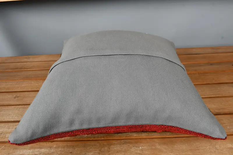 Vintage Kilim Pillow, Pillow Sham, Turkish Pillow, Anatolian Pillow Sham, Handmade Kilim Cushion, 16x16 Red Pillow Sham, Boho Throw Cushion - 5