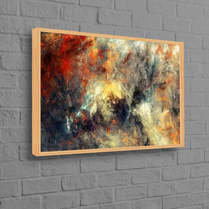 現代的な黄色と赤の抽象的なキャンバス プリント - 鮮やかな装飾