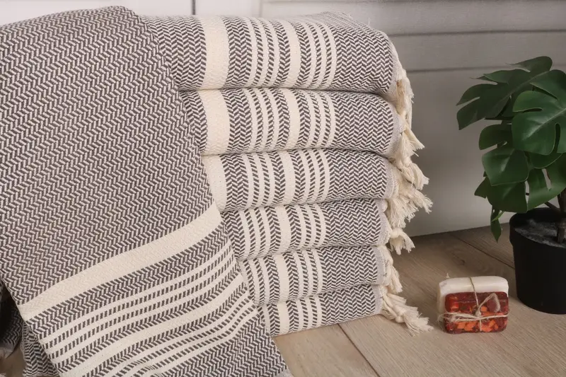 Bathroom Towel Striped Brown Cotton Dish Towel 18x40 Inches