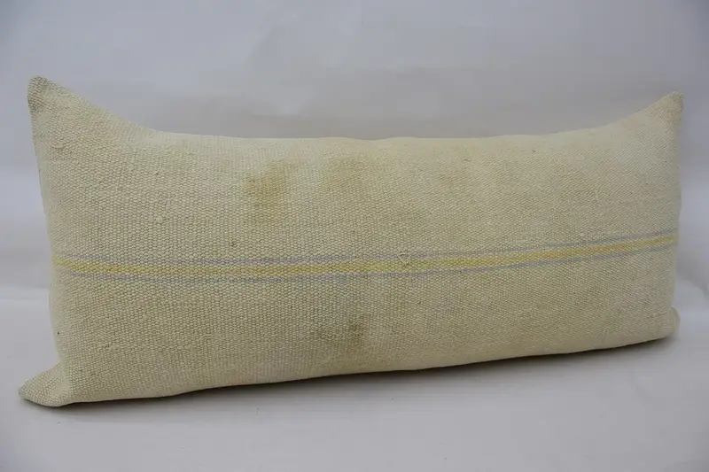 Cushion Cover, Pillow for Couch, Kilim Rug Cushion, 16x36 Beige Cushion, Vintage Pillow, Yoga Cushion, Ethnical Kilim Rug Pillow - 3
