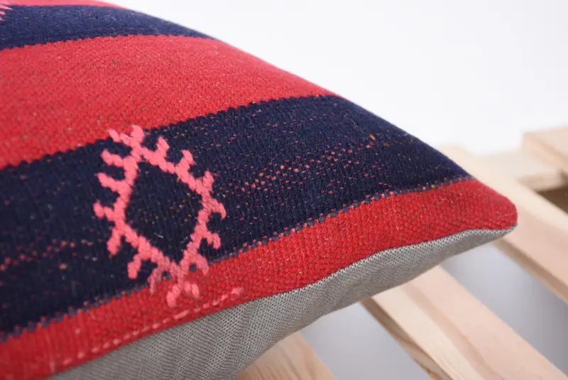 Boho Chic Pillow Cover, Turkish Pillow, 12x24 Red Pillow, Antique Pillows, Throw Kilim Pillow, Pillow, Ikat Pillow Sham - 7