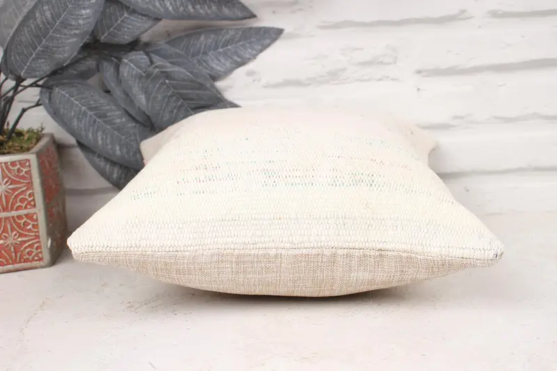 Cushion Cover, 12x12 White Pillow, Vintage Kilim Throw Pillow, Vintage Pillow, Muted Cushion Cover, Southwestern Pillow, Boho Pillow - 5