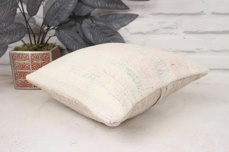 Cushion Cover, 12x12 White Pillow, Vintage Kilim Throw Pillow, Vintage Pillow, Muted Cushion Cover, Southwestern Pillow, Boho Pillow - 6