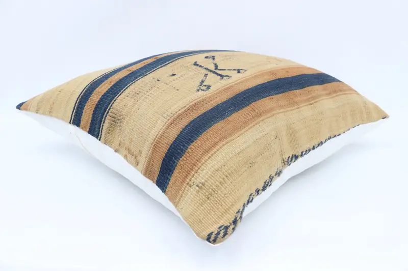 Kilim Pillow, 28x28 Beige Cushion Cover, Pillow Case, Vintage Kilim Throw Pillow, Handmade Kilim Cushion, Neutral Cushion - 6