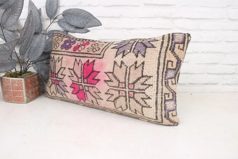 Personalized Gift Pillow Pillow Sham, Pillow Sham, Throw Kilim Pillow, Tapestry Cushion, 12x24 Purple Cushion Case, Kilim Cushion Sham, Boho Pillow - 4