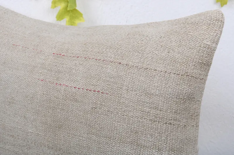 Accent Cushion, Boho Throw Pillow Case, Kilim Pillow, Kilim Cushion Sham, Pillow Case, Kilim Pillow Cover, 16x24 Beige Pillow Sham - 5
