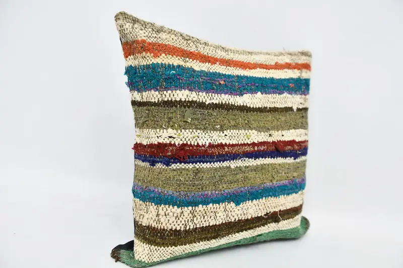 Boho Pillow Sham Cover, 20x20 Blue Pillow, Kilim Pillow Cover, Boho Pillow, Cushion Cover, Square Throw Cushion Case - 3