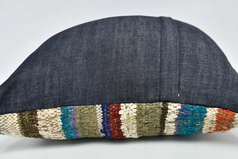Boho Pillow Sham Cover, 20x20 Blue Pillow, Kilim Pillow Cover, Boho Pillow, Cushion Cover, Square Throw Cushion Case - 6