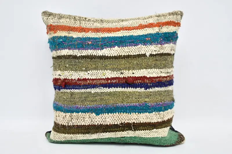 Boho Pillow Sham Cover, 20x20 Blue Pillow, Kilim Pillow Cover, Boho Pillow, Cushion Cover, Square Throw Cushion Case - 1